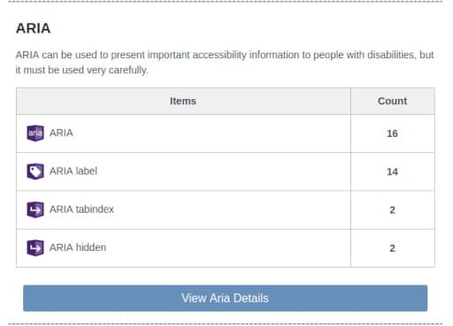 Accessibility Aria Details